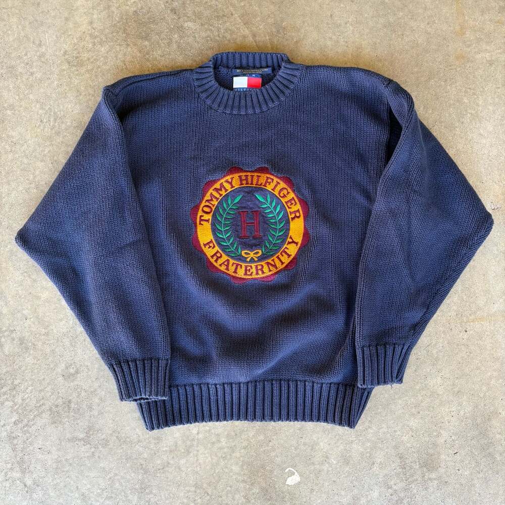 Ultra Rare Vintage Tommy Hilfiger Fraternity Crest Heavyweight sweater